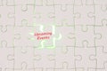 Upcoming Events word on white jigsaw puzzle And light through th Royalty Free Stock Photo