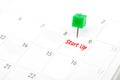 Upcoming Events written on a calendar with a green push pin to r Royalty Free Stock Photo