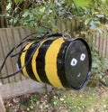 Upcycled beer keg made into a honeybee.