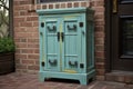 upcycled cabinet with repurposed doors, handles and knobs