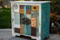 upcycled cabinet with repurposed doors, handles and knobs