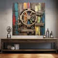 Upcycled Masterpiece: A Vibrant Industrial Chic Illustration