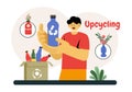 Upcycling Vector Illustration featuring the Process and Techniques of Reusing and Transforming Waste into Valuable Products in a Royalty Free Stock Photo