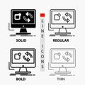 update, app, application, install, sync Icon in Thin, Regular, Bold Line and Glyph Style. Vector illustration