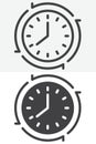 Update clock refresh line and solid different style vector icon set Royalty Free Stock Photo