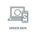 Update computer data vector line icon, linear concept, outline sign, symbol Royalty Free Stock Photo