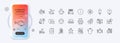 Update document, Vegetables and Return package line icons for web app. Pictogram icon Vector