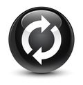 Update icon glassy black round button Royalty Free Stock Photo