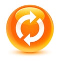 Update icon glassy orange round button Royalty Free Stock Photo