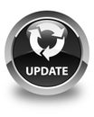 Update (refresh icon) glossy black round button Royalty Free Stock Photo