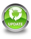 Update (refresh icon) glossy green round button Royalty Free Stock Photo