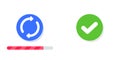 Update refresh vector icon or sync twist app, load progress bar for download ui process red color, checkmark tick complete