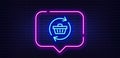 Update Shopping cart line icon. Online buying. Neon light speech bubble. Vector Royalty Free Stock Photo