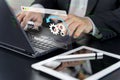 Update software application installing progress. Computer laptop hardware upgrade technology concept Royalty Free Stock Photo