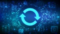 Update Software. Synchronization icon. Upgrade computer program version concept. Binary code Data Flow. Virtual tunnel warp made