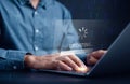 Update software system in computer. Man using smartphone upgrade program, Business technology internet loading virtual bar with