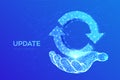 Update or Synchronization icon. Low poly abstract update or sync sign in hand. Processing concept. Can be used for topics like