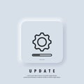 Update system icon. Concept of upgrade application progress icon. Loading and gear icon. Progress bar icon. System software update