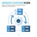 Update system icon vector with flat color style isolated on white background. Vector illustration database, server sign symbol Royalty Free Stock Photo