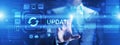 Update System Upgrade Software version technology concept on virtual screen.
