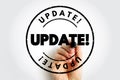 Update text stamp, technology concept background Royalty Free Stock Photo