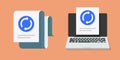 Update upgrade icon vector, online digital web synchronization symbol on computer laptop pc graphic image clip art, system restart