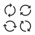 Update vector icon. Refresh arrow rotation symbol. Reload cycle sign. Arrowhead rotate button.