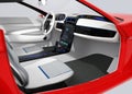 Update vehicle software just touch car`s center console screen Royalty Free Stock Photo