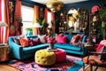 Updated Maximalist Living Space Decor, Eclectic