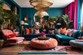 Updated Maximalist Living Space Interior, Eclectic Styles