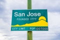 Updated San Jose, California city limit sign Royalty Free Stock Photo