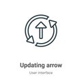 Updating arrow outline vector icon. Thin line black updating arrow icon, flat vector simple element illustration from editable