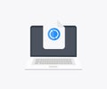 Updating file on computer or upgrading software logo design. Update installation on system data synchronization, restore. Royalty Free Stock Photo