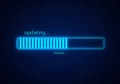 Updating loading bar blue neon progress indicator computer software internet connection processing system update Royalty Free Stock Photo