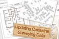 Updating public cadastral digital surveying databases and information about land registry - concept with an imaginary cadastral