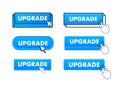Upgrade Button with pointer clicking. Upgrade web buttons set. User interface element in flat style. Vector stock Royalty Free Stock Photo