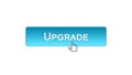 Upgrade web interface button clicked with mouse cursor, blue color, update