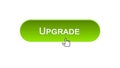Upgrade web interface button clicked with mouse cursor, green color, update Royalty Free Stock Photo