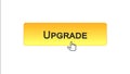 Upgrade web interface button clicked with mouse cursor, orange color, update