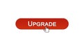 Upgrade web interface button clicked with mouse cursor, wine red color, update