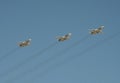 Upgraded front-line bomber with variable sweep wing su-24M on the rehearsal of the Victory parade.