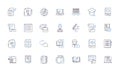 Upgraded schooling line icons collection. Innovative , Advanced , Modernized , Augmented , Enhanced , Progressed