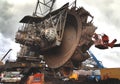 Upgrading buckets and teeth on a Coal mine dredge-Loy Yang Power station