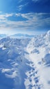 Uphill in snow Human footprints document determined climb through wintry hill