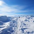 Uphill in snow Human footprints document determined climb through wintry hill