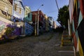 Uphill Street in Valparaiso With Buildings and Architecture