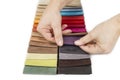 Upholstery color samples on the white background. Royalty Free Stock Photo
