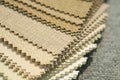 Upholstery fabric samples. Fabric for a furniture upholstery. Textile industry background Royalty Free Stock Photo