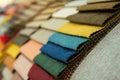 Upholstery fabric samples. Fabric for a furniture upholstery. Textile industry background Royalty Free Stock Photo