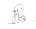 Upholstery Stapler, Furniture stapler, nail gun one line art. Continuous line drawing of repair, professional, hand Royalty Free Stock Photo